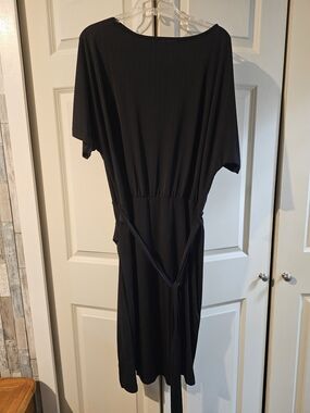 Women's Black Short Sleeve Tie-Waist Dress Dressy XXL